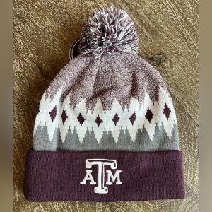 Texas A&M Maroon and Gray Pom Beanie Hat